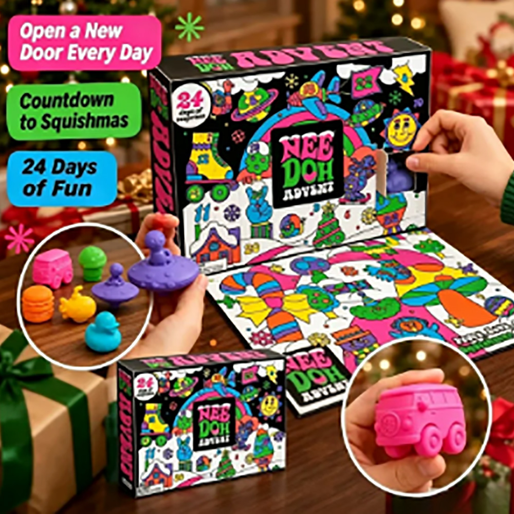 Mystery Box Blind Bag - 24 ชิ้น นี-ดอห์ สควีชฟิดเจ็ต กล่องสุ่มปฏิทินนับถอยหลัง ของเล่นบีบคลายเครียด