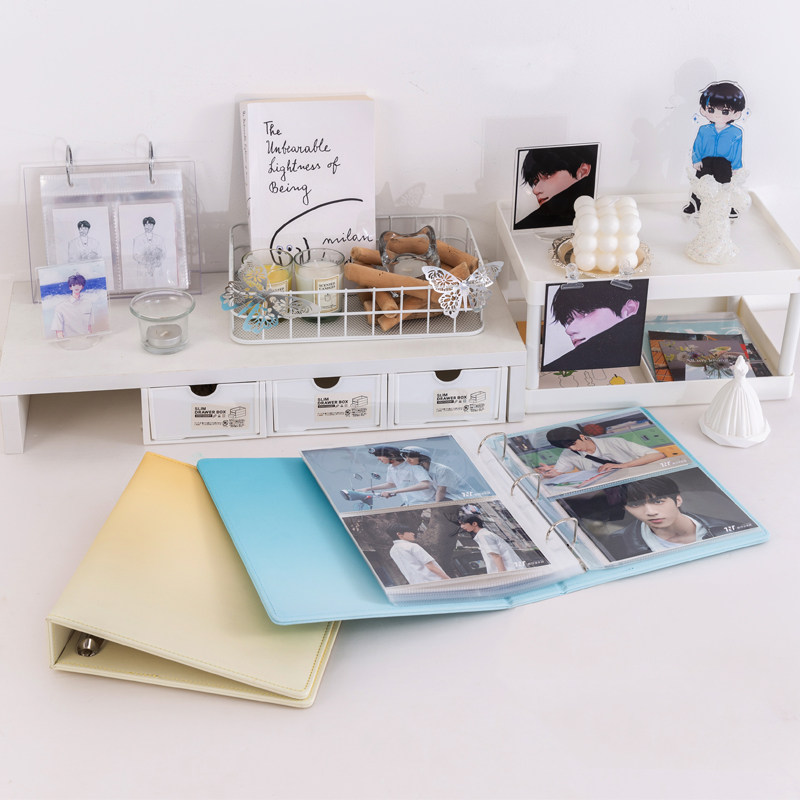 Pokemon Binder Card - สมุดใส่การ์ดขนาดใหญ่ A5 ลายไล่สีมาการอง ปกหนัง PU แบบห่วง